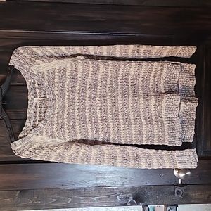 Long Sleeve Aéropostale Striped Grey Tan and White Thin Spring Sweater Sz Large